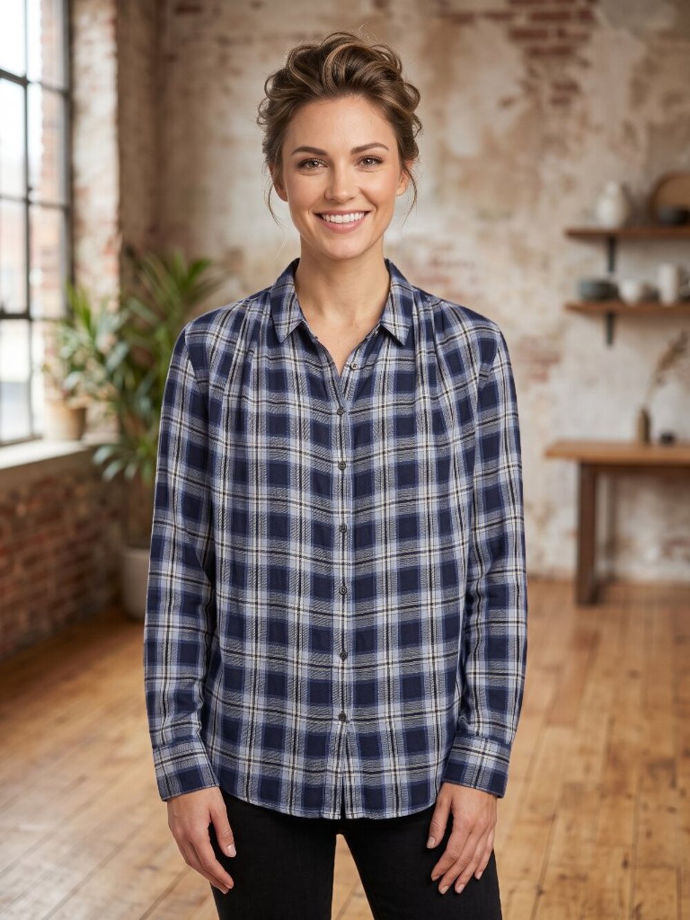 Madewell Blue Plaid Button Down Long Sleeve Shirt Size Small